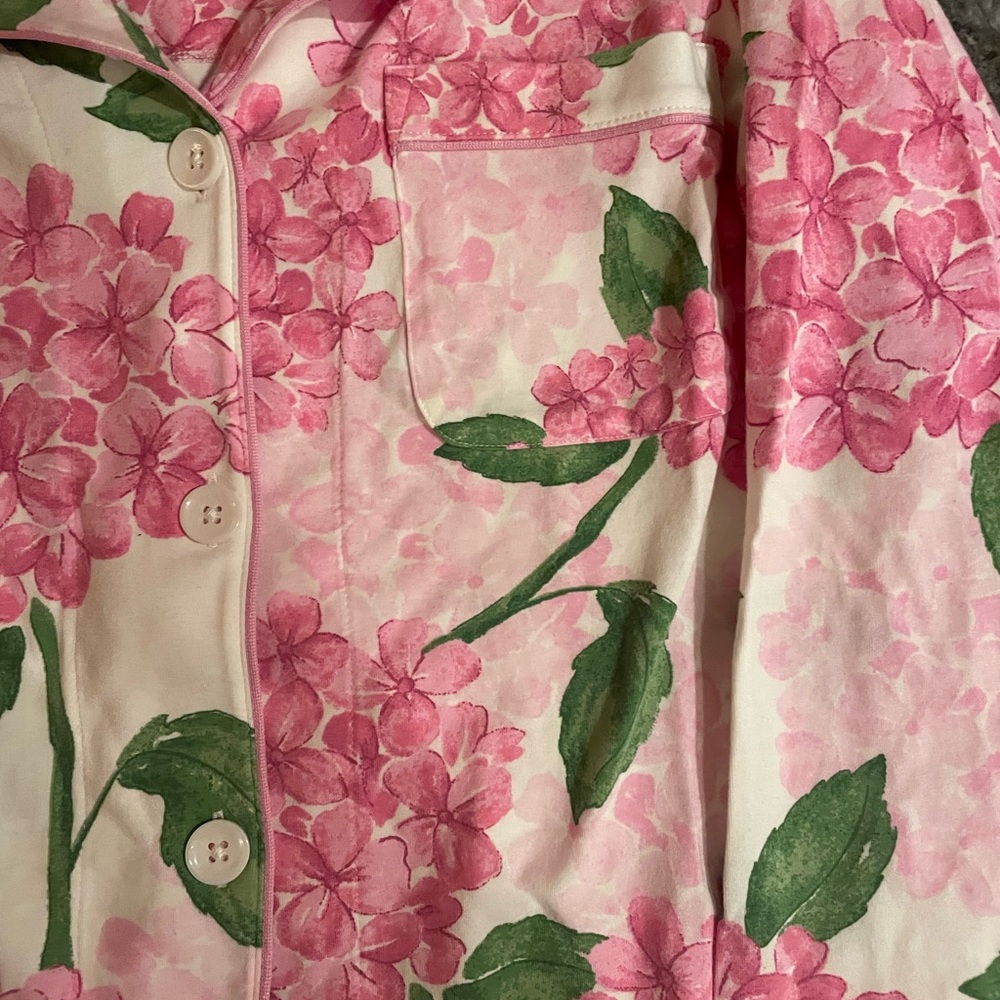 BedHead Pink & Green Hydrangea Floral Cotton Pajama Top - Picture 3 of 5